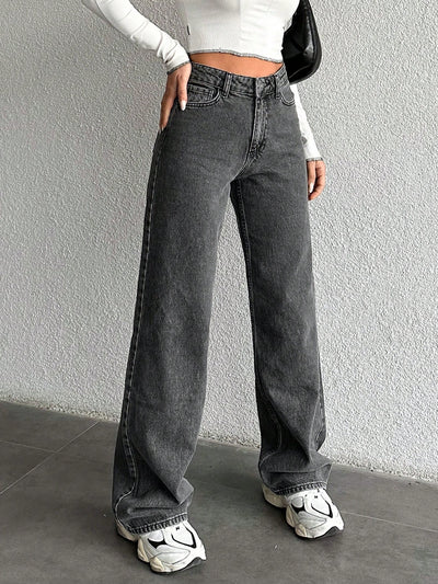 Charcoal Grey Straight Fit Jeans