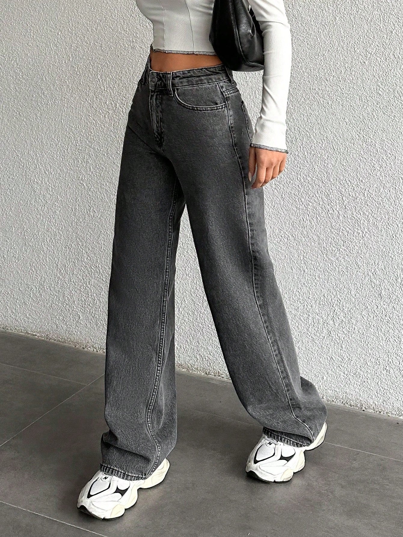 Charcoal Grey Straight Fit Jeans