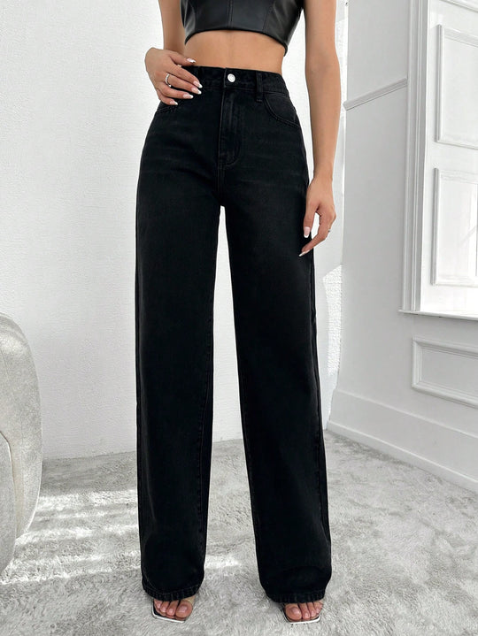 Blackish Straight Leg Jeans Rise Straight Leg Jeans OFFDUTY