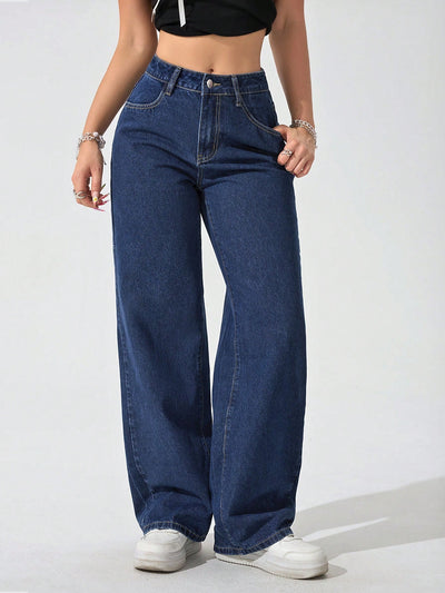 Wide Leg High Rise Jeans