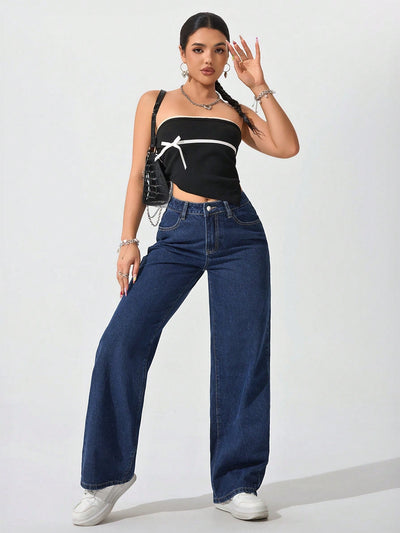Wide Leg High Rise Jeans