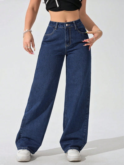Wide Leg High Rise Jeans