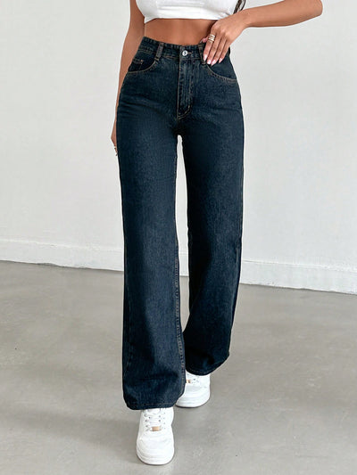 Cosmic Blue Dad Fit Straight Jeans