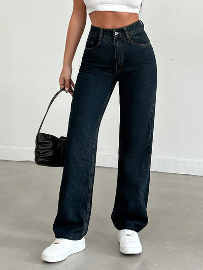 Cosmic Blue Dad Fit Straight Jeans