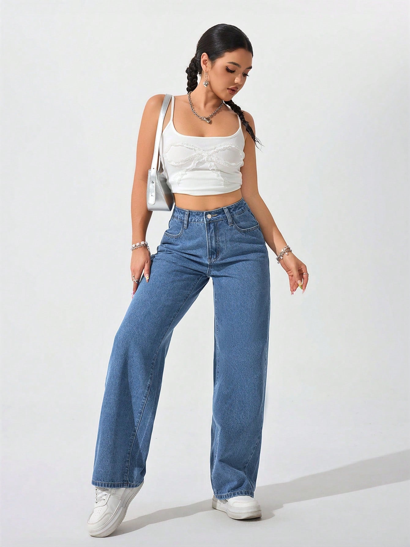 Wide Leg High Rise Jeans