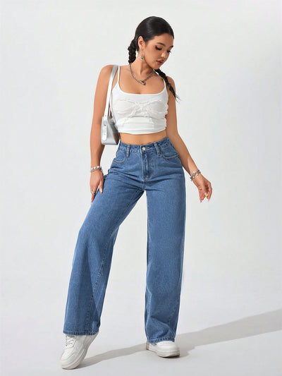 Wide Leg High Rise Jeans