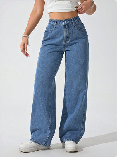 Wide Leg High Rise Jeans