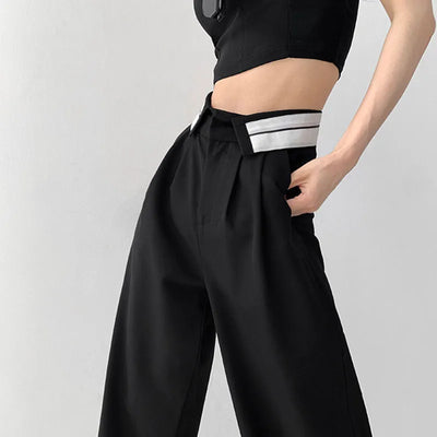 Collar Belt Korean Baggy Pant