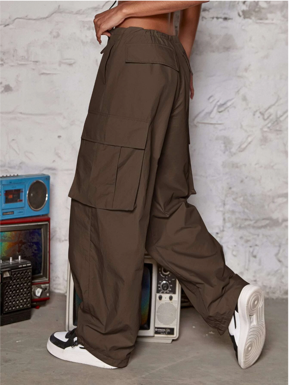 Womens - Baggy Parachute Pants in Olive Night | Superdry UK