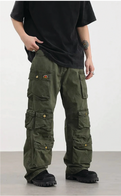 Multi Purpose Pocket Oversized Straight Trousers