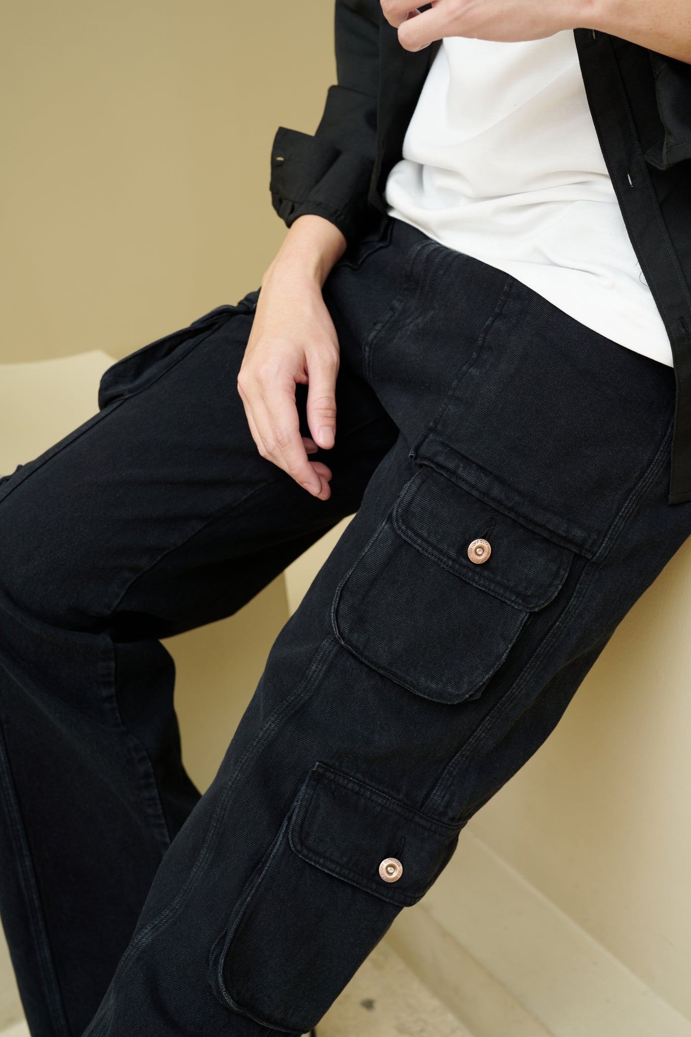 Black Casual Cargo Baggy Jeans – Offduty India