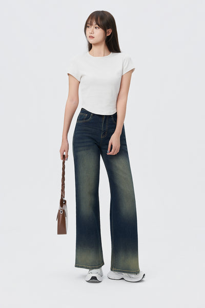 Sun-Burst Blue Wide Leg Jeans