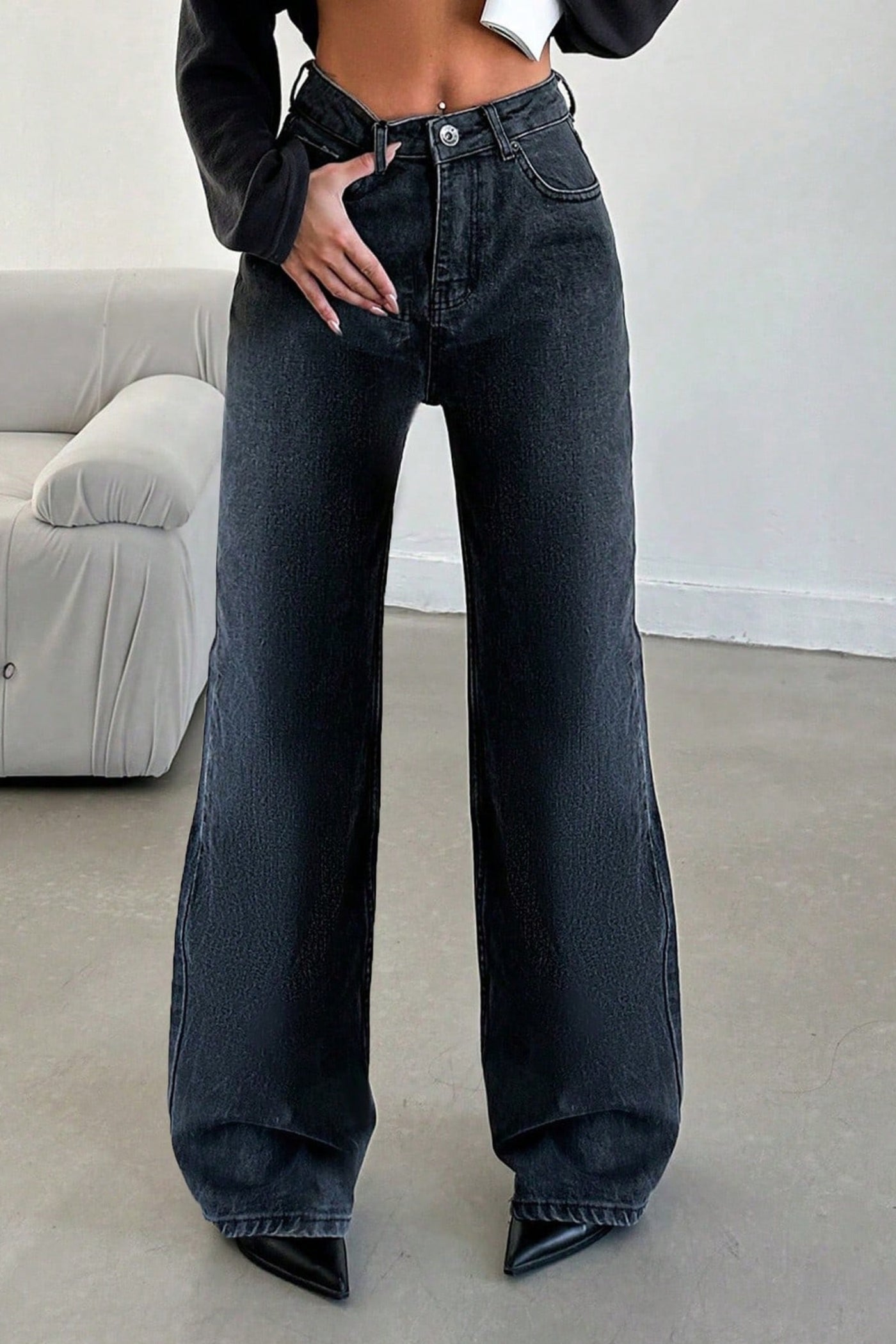 Deep Night Blue Wide Leg Jeans