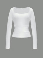 Square Neck Long Sleeve Top