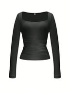 Square Neck Long Sleeve Top