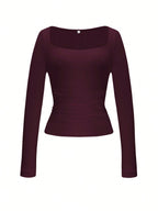 Square Neck Long Sleeve Top