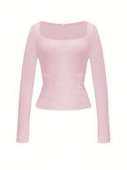 Square Neck Long Sleeve Top