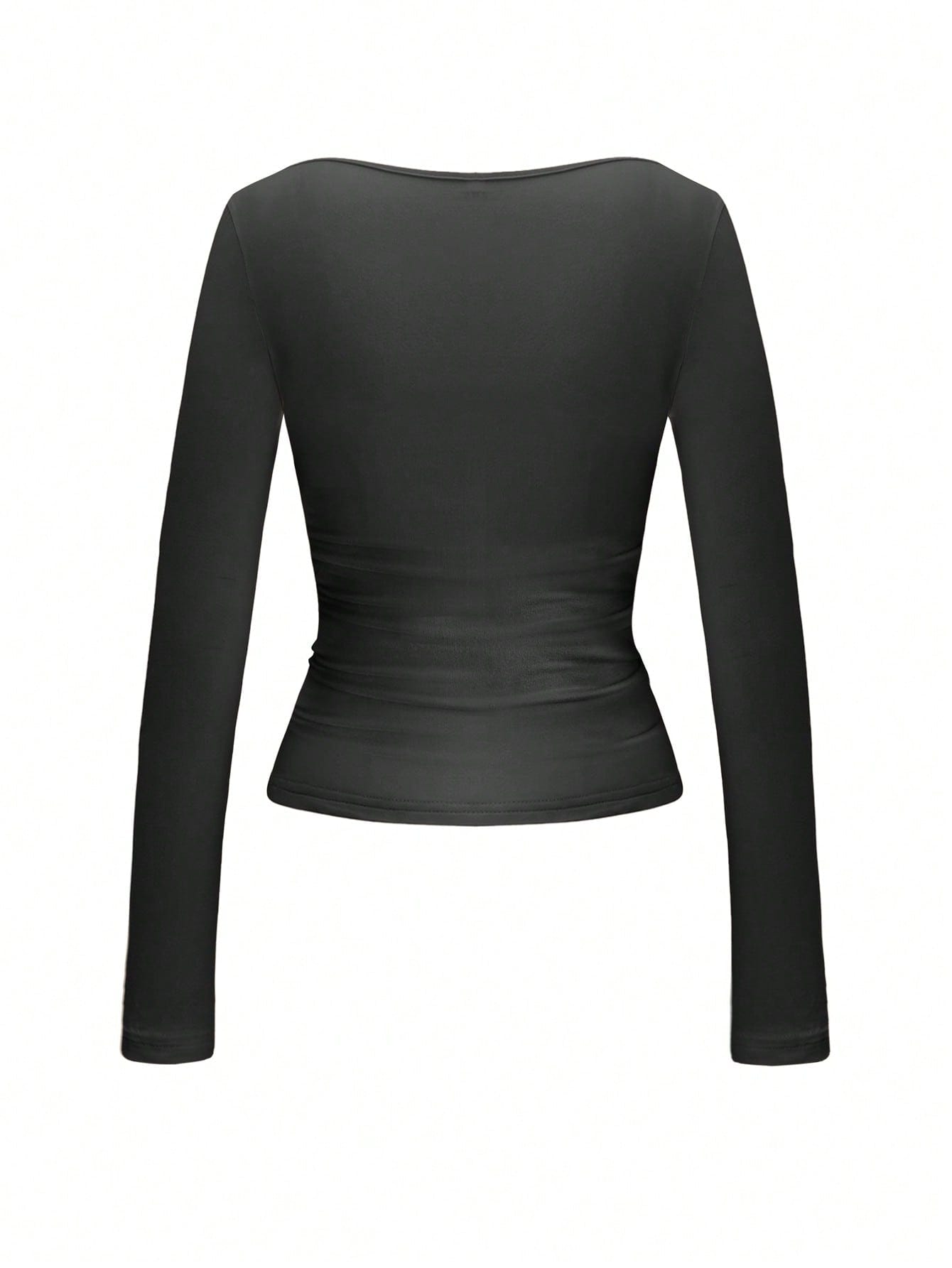 Square Neck Long Sleeve Top