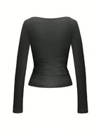 Square Neck Long Sleeve Top