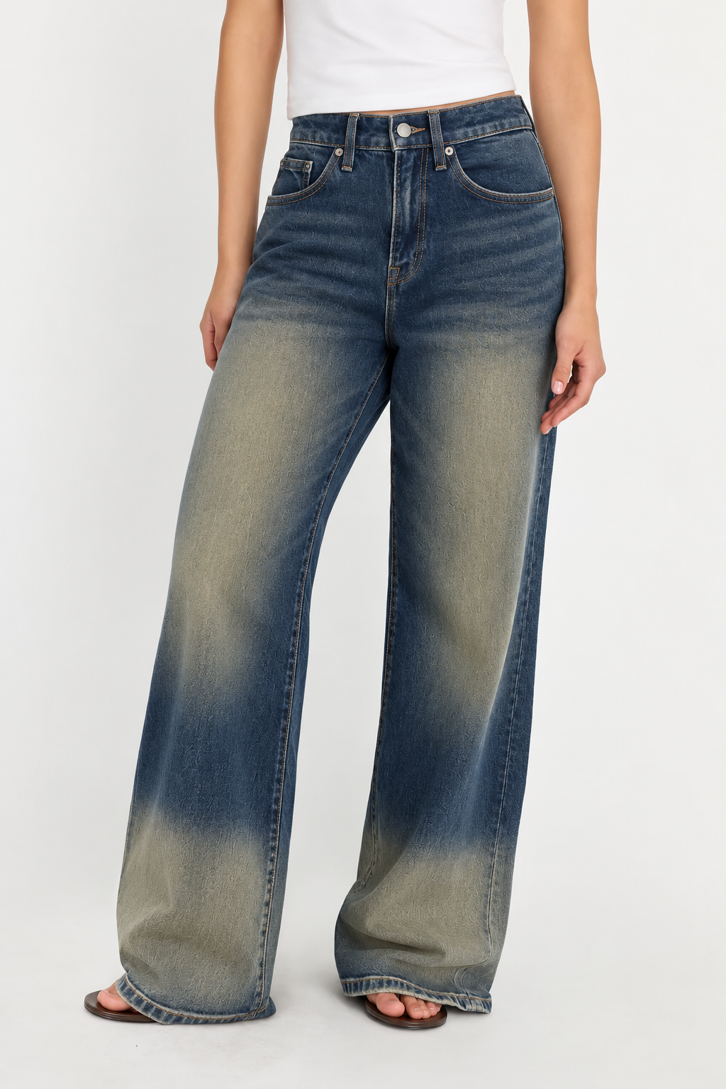 Sun-Burst Blue Wide Leg Jeans