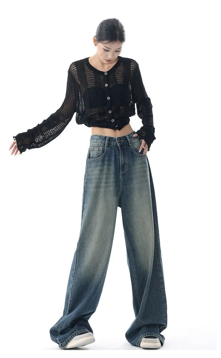 Boujee Blue Wash Baggy Wide Leg Jeans