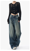 Boujee Blue Wash Baggy Wide Leg Jeans
