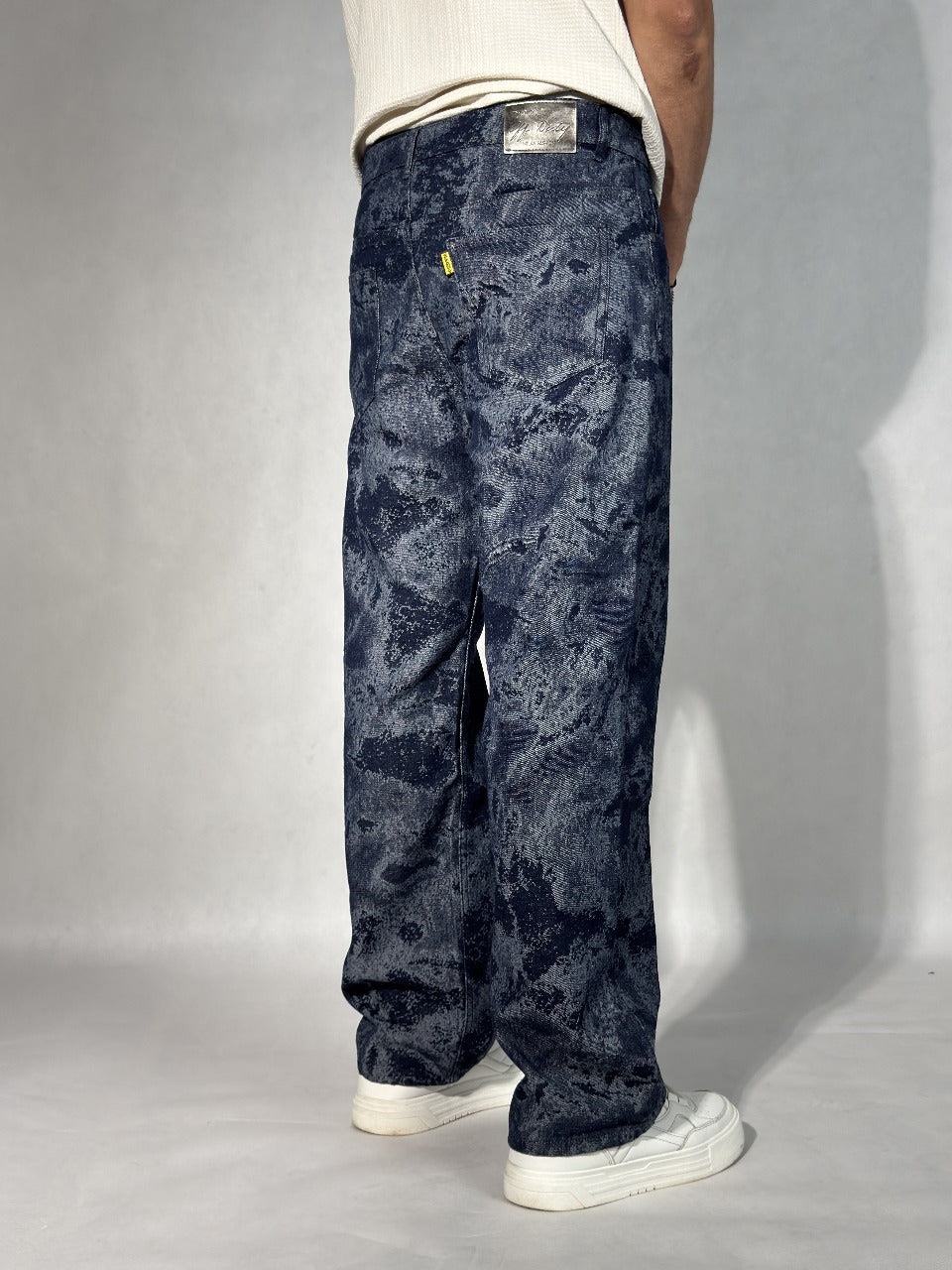 Indigo Mirage Jacquard Baggy Jeans