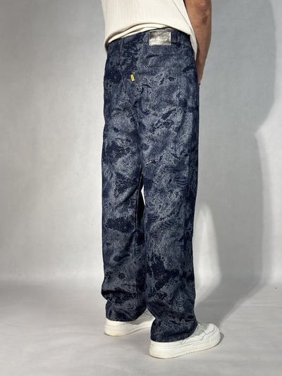Indigo Mirage Jacquard Baggy Jeans