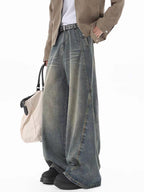 Hard Blue Crease Flare Baggy Jeans