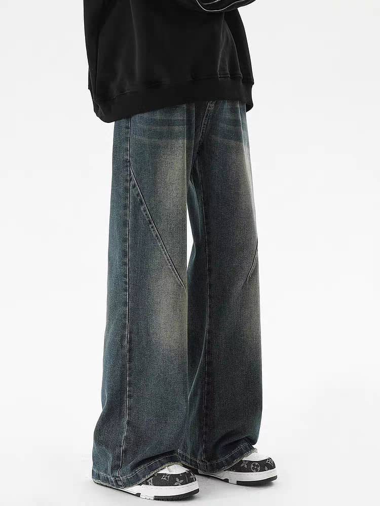 Blue Scar Straight A Line Jeans