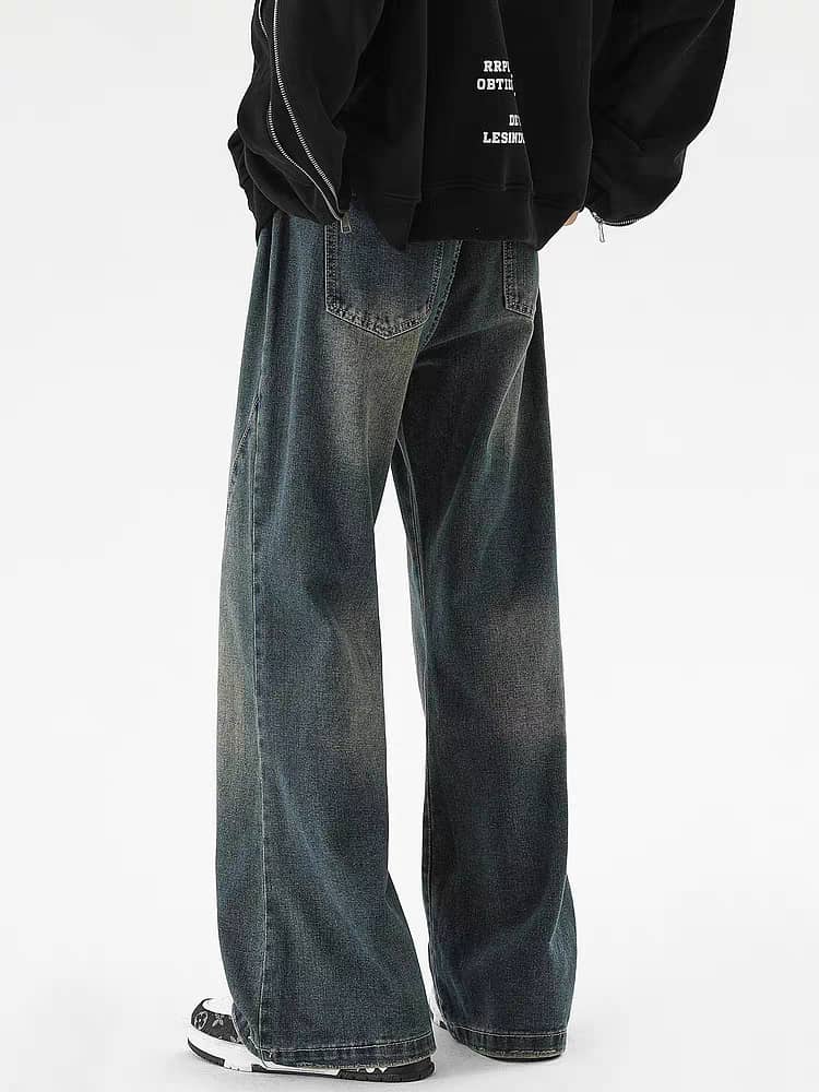 Blue Scar Straight A Line Jeans