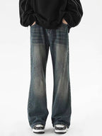 Blue Scar Straight A Line Jeans