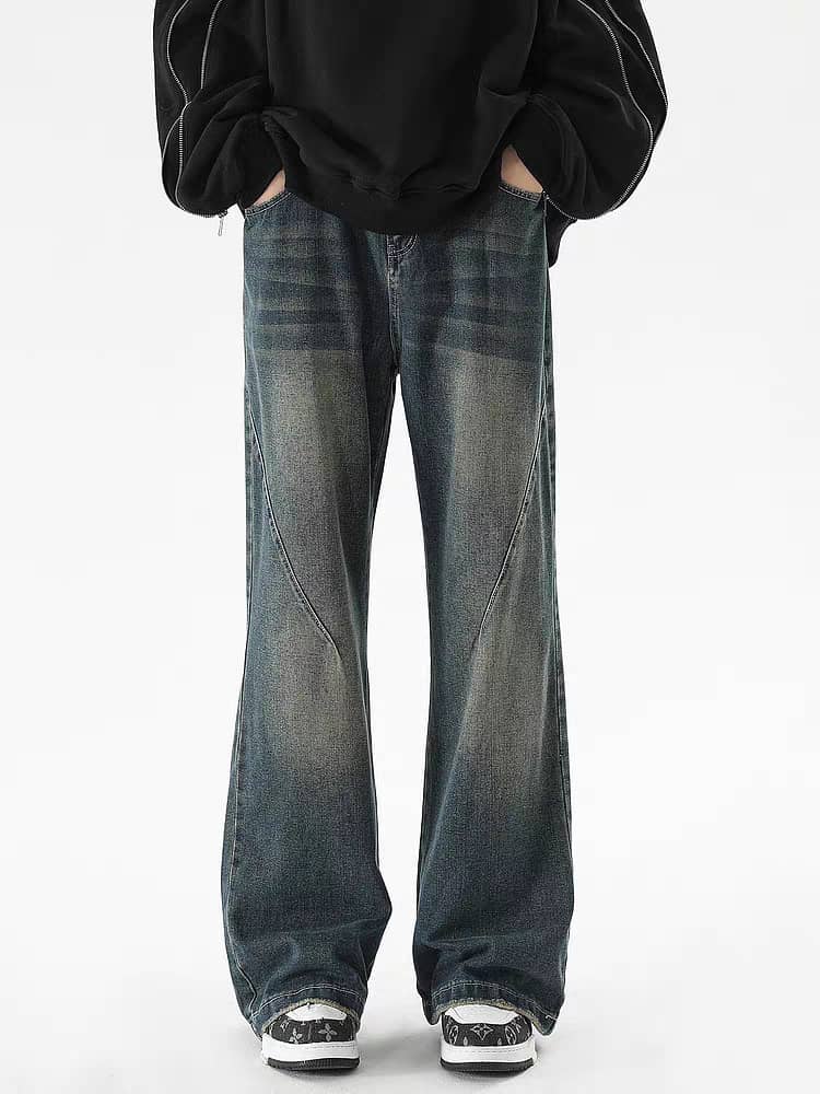 Blue Scar Straight A Line Jeans