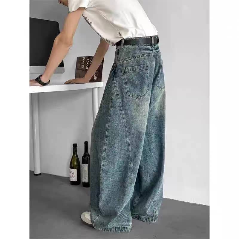 Blue Pannel Details Japan Baggy Jeans – Offduty India