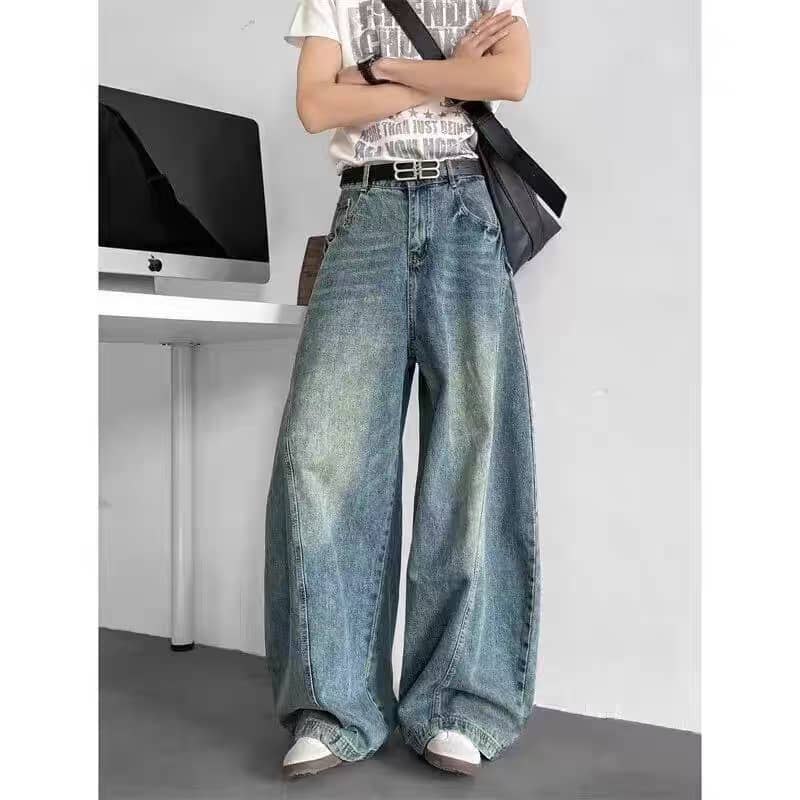 Blue Pannel Details Japan Baggy Jeans