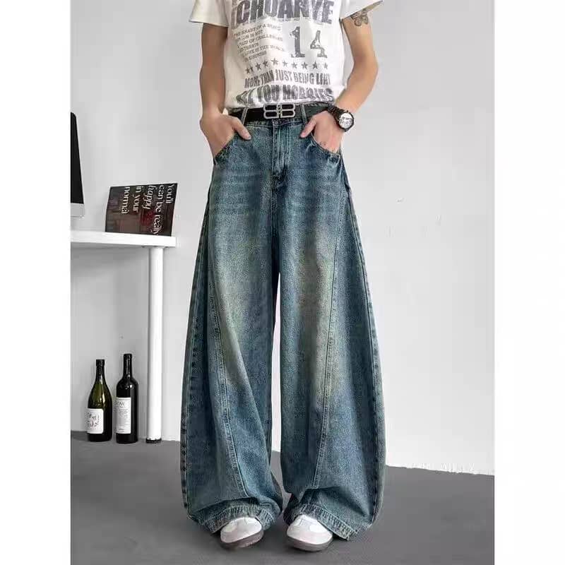 Blue Pannel Details Japan Baggy Jeans