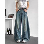Blue Pannel Details Japan Baggy Jeans