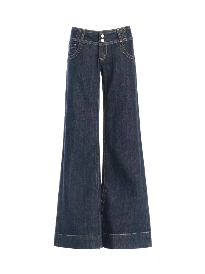 Bold Blue Low Waist Wide Leg Jeans