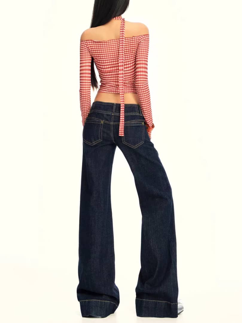 Bold Blue Low Waist Wide Leg Jeans