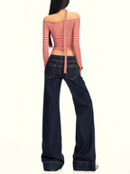 Bold Blue Low Waist Wide Leg Jeans