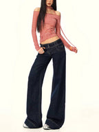 Bold Blue Low Waist Wide Leg Jeans