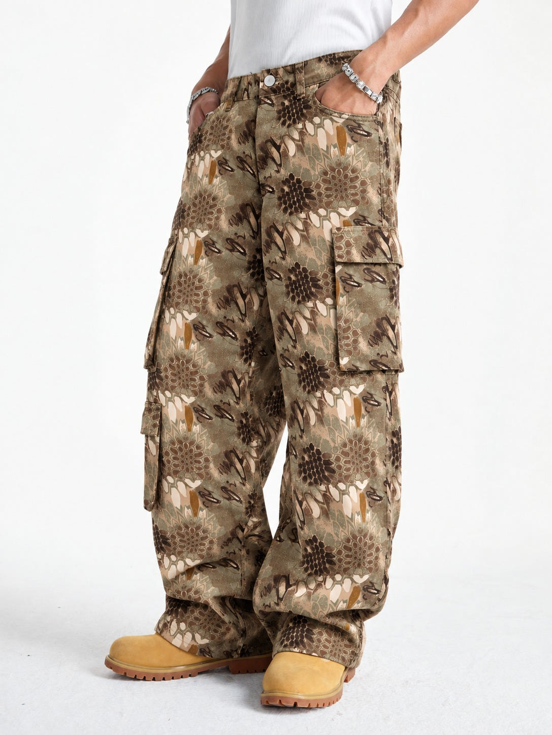 Teal Wood Drift Cargo Pants