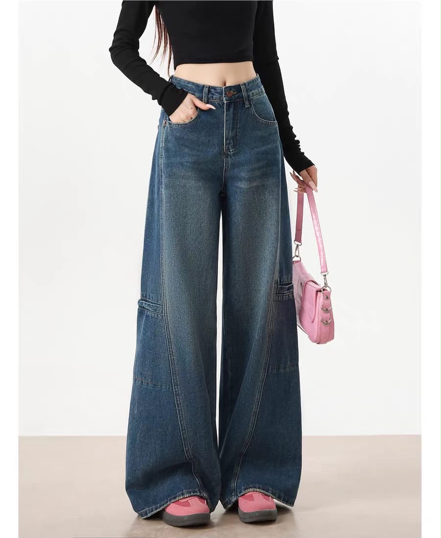 Blue Bare Minimum Wide Leg Jeans