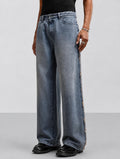 Unfinished Blue Wash Straight Fit Jeans