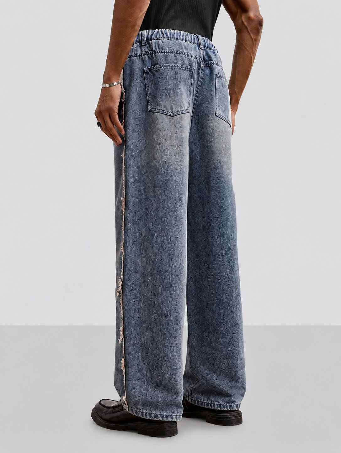 Unfinished Blue Wash Straight Fit Jeans