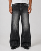 Black Shadow Flame Wash Flare Bootcut Jeans