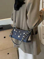 Denim Jewel Shoulder Bag