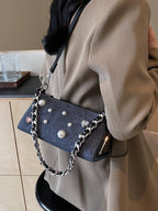Denim Jewel Shoulder Bag