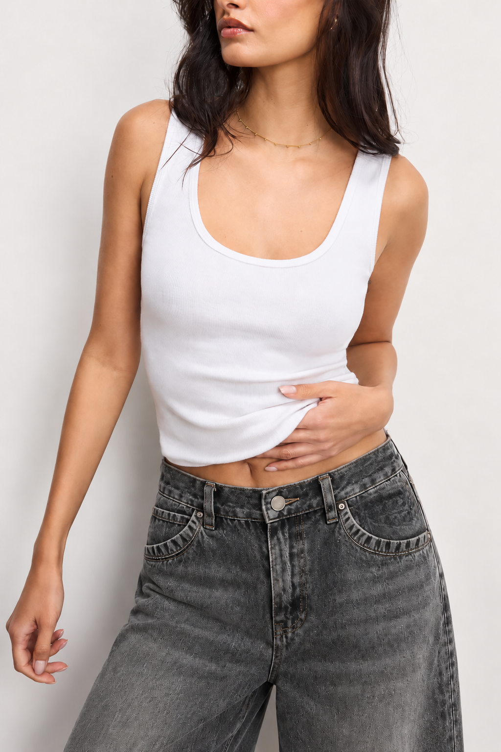 Grey Vintage Washed Wide Leg Baggy Jeans