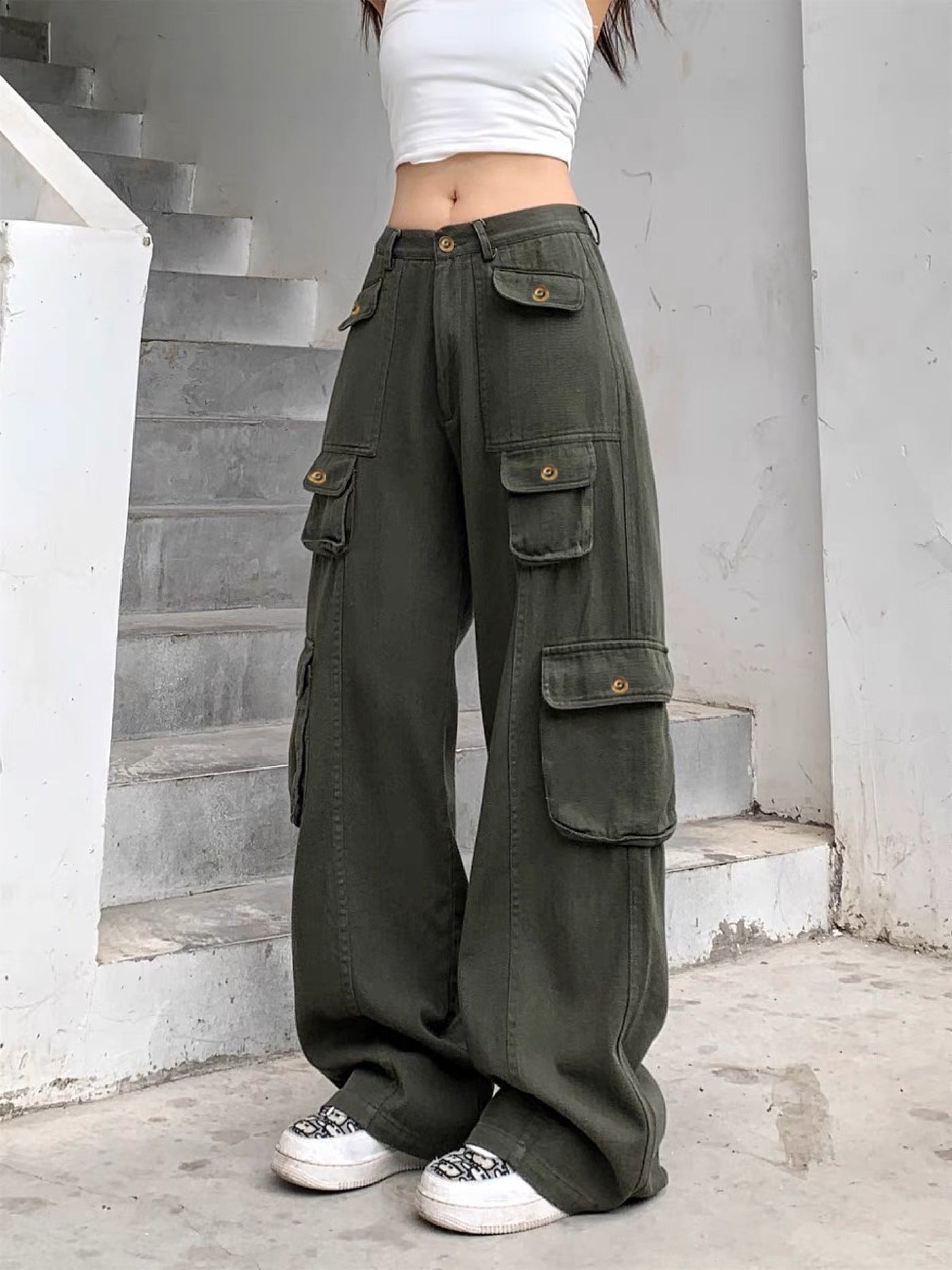 Baggy Jeans For Girls Women's Pocket Cargo Pants